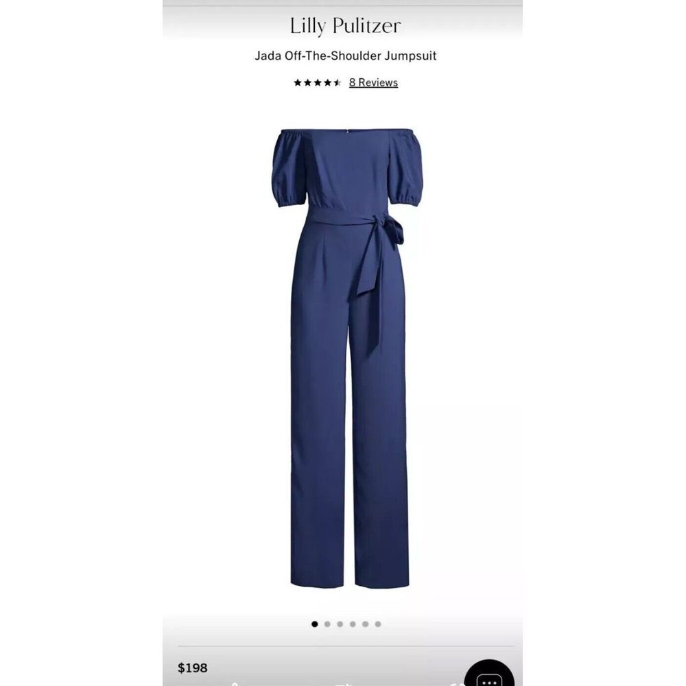 Lilly Pulitzer Jada Jumpsuit Women's‎ Sz10 Oyster Bay Navy EUC Shower Msrp $198 - Picture 2 of 14